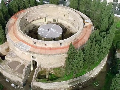 An aerial view of the Mauseoleum of Augustus, which was recently renovated and will open to the public in Rome in 2021. 