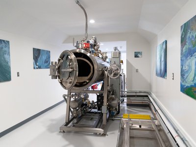 An alkaline hydrolysis machine at White Rose Aqua Cremation in Escondido, California