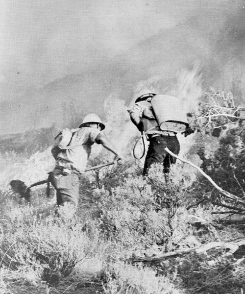 Inmates fighting fires, 1959