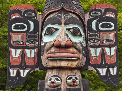 Detail of the Chief Johnson totem pole