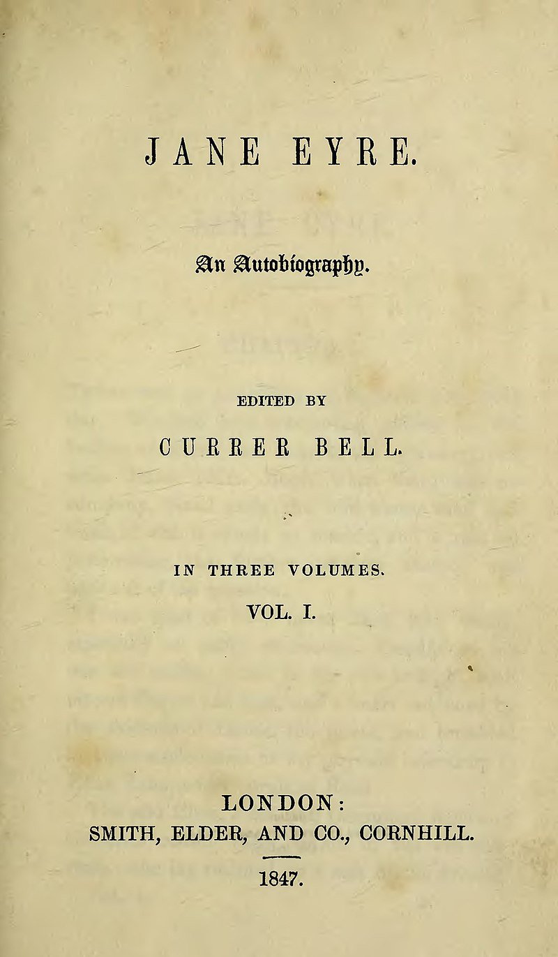 Original title page of Jane Eyre​​​​​​​