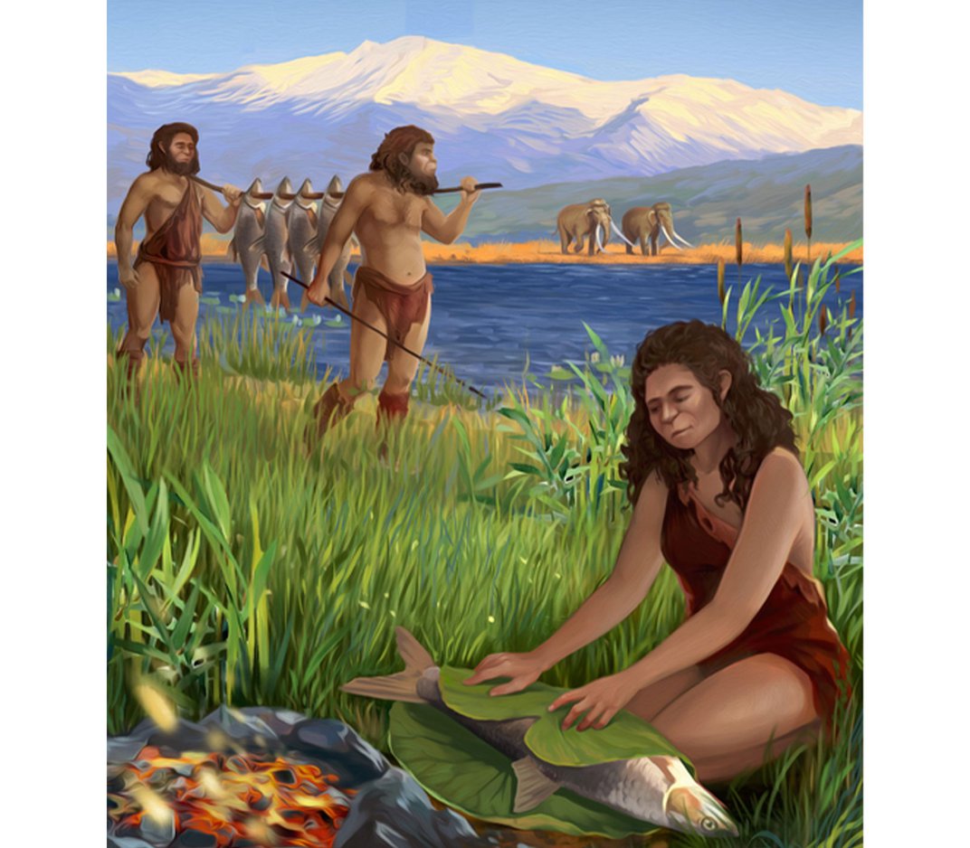 Hominins fishing and cooking on the shores of an ancient lake