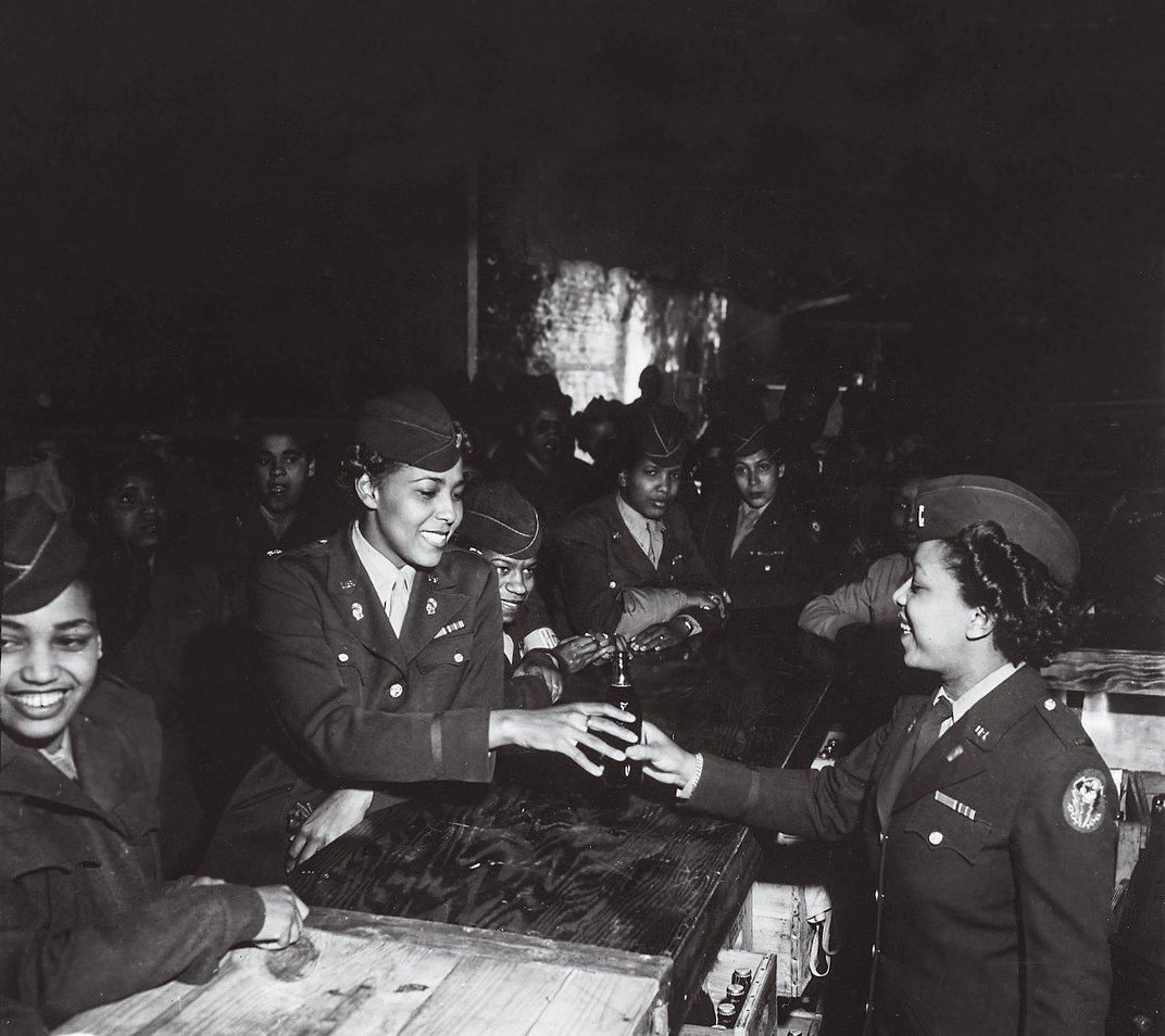 Black woman soldiers in a relaxed setting during world war two
