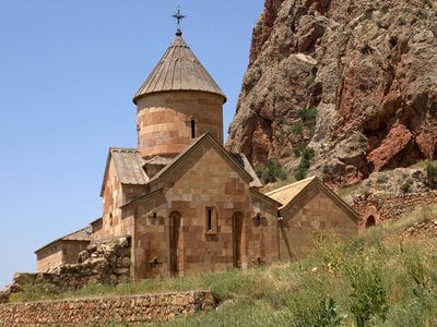The spectacular 13th-century Noravank monastery is situated among mountain cliffs in southern Armenia.