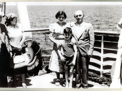 Paula, Sam and Sol Messinger aboard the M.S.&nbsp;St. Louis&nbsp;in May 1939. The U.S. denied the ship entry, forcing its 937 passengers to return to Europe. More than a quarter of these refugees were later killed in the Holocaust.