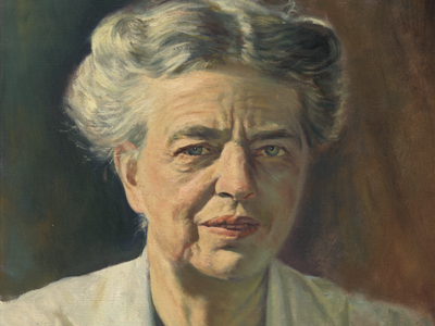 Eleanor Roosevelt by Bernard T. Frydrysiak, 1946; Oil on canvas; Ford and Marni Roosevelt
