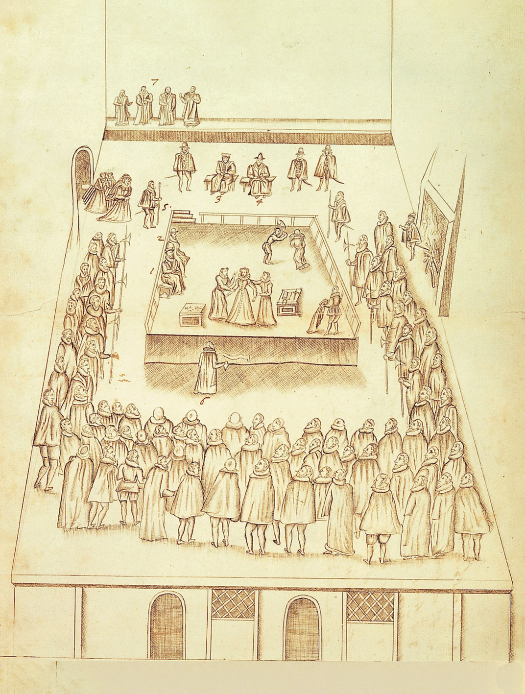 Drawing of the execution of Mary, Queen of Scots, on February 8, 1587